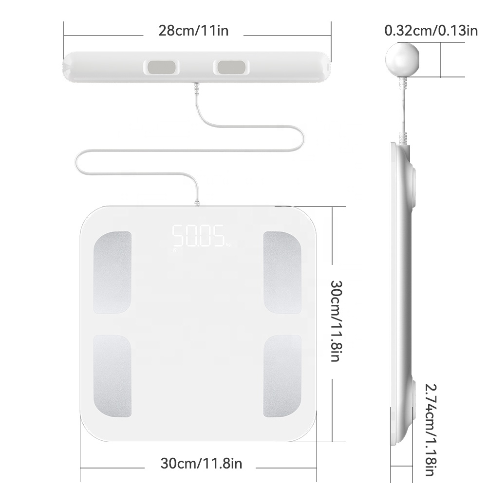 Bluetooth Good Physique Fats Scale with 8 Electrode Sensors - Toilet Scale with LED Show for Weight Measurement